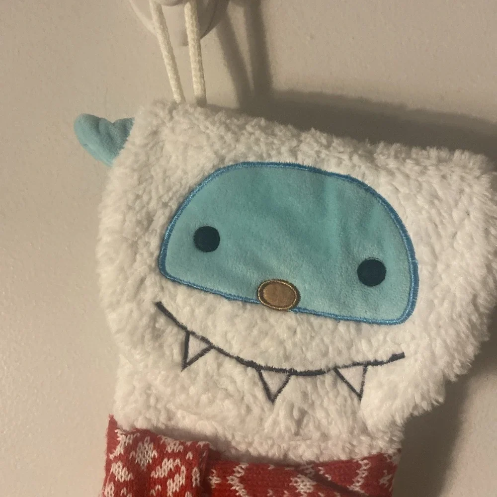 Target Wondershop White Yeti Blue Face Red Scarf Abominable Snowman Stocking 17